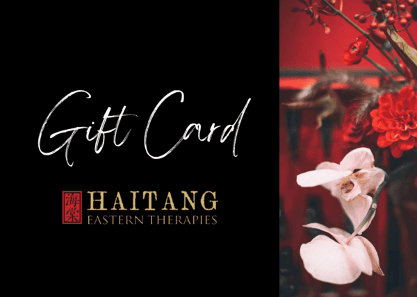 Gift card product image with company logo and flowers.